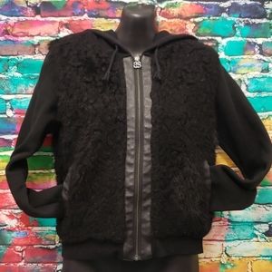 EUC Stussy black hooded jacket small